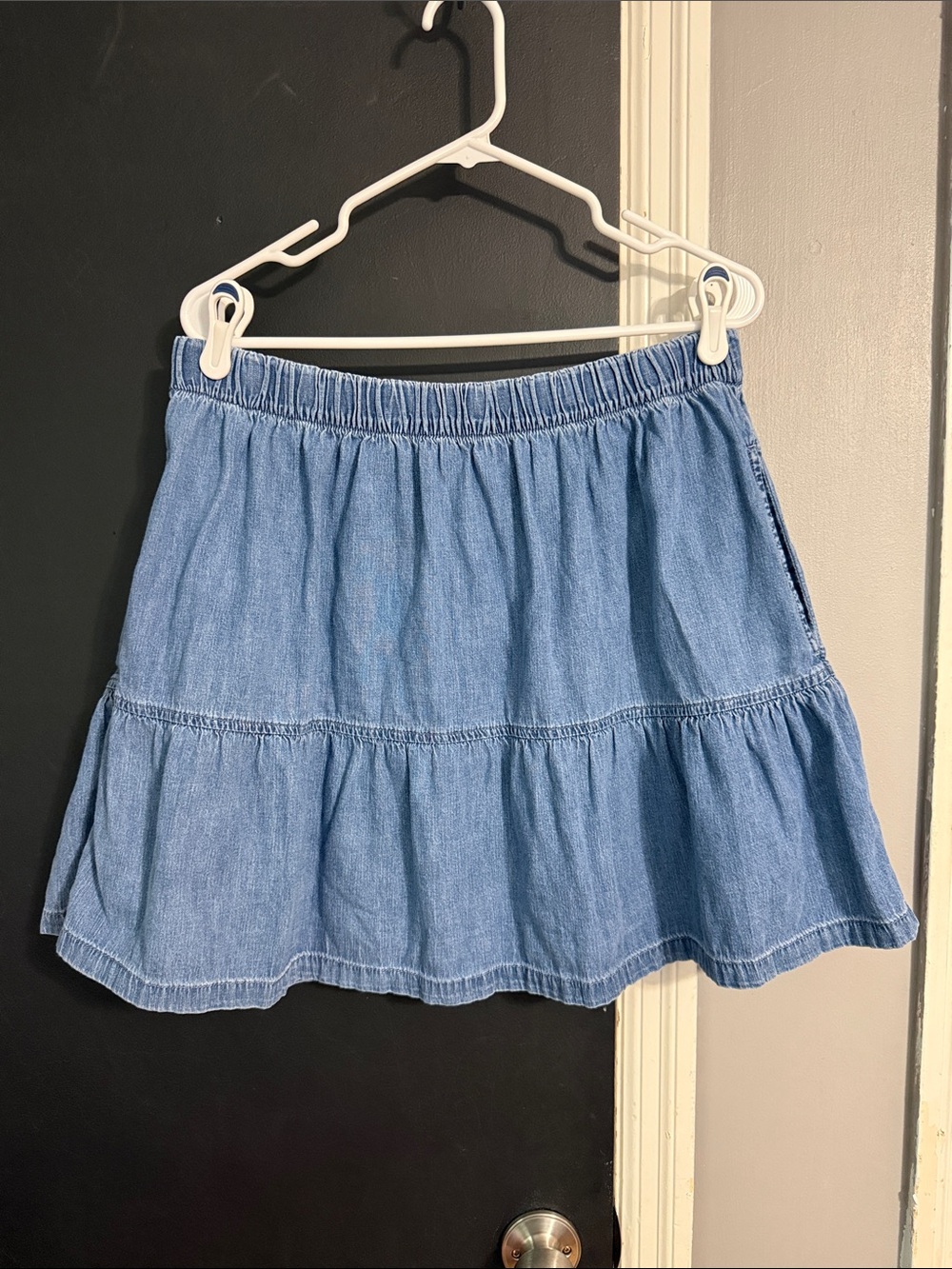 GAP Pull On Cotton Flounce Skirt Medium Indigo Size: L